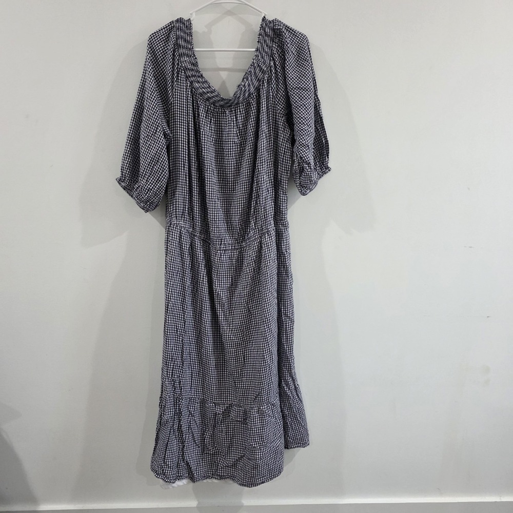 Old Navy Maxi Dress Size 3X Gingham Plaid Tiered Cottage Boho Milkmaid